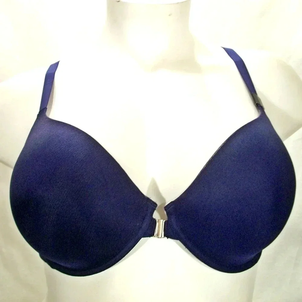 38DDD Unveiled Felina Beautiful Love Front Close‎ Underwire Bra Navy Blue NWT
